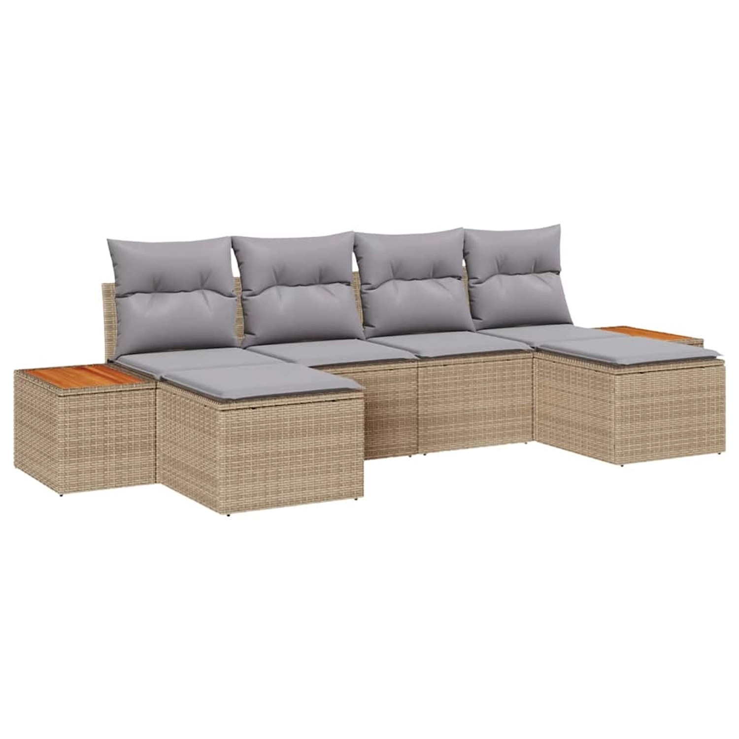 vidaXL Garten-Sofa-Set mit Kissen 6-Tlg Beige Poly Rattan 3348141 günstig online kaufen
