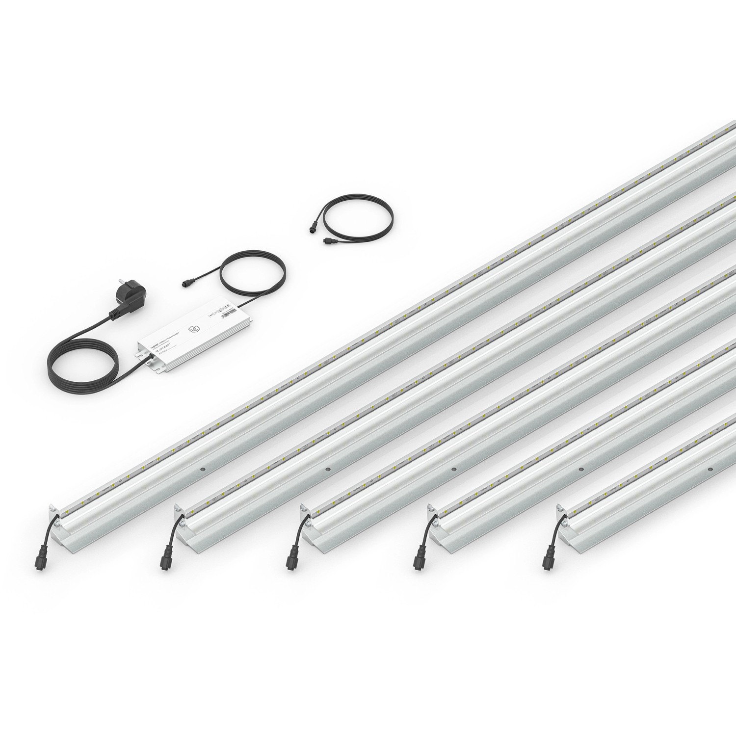 LyghtUp LED-Zaunbeleuchtung Set 5 x LED-Leiste 173,3 cm Netzteil Silber