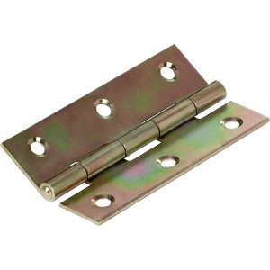 Gelb verzinktes Scharnier, schmal, 80x42 mm, für bewegliche Verbindungen.