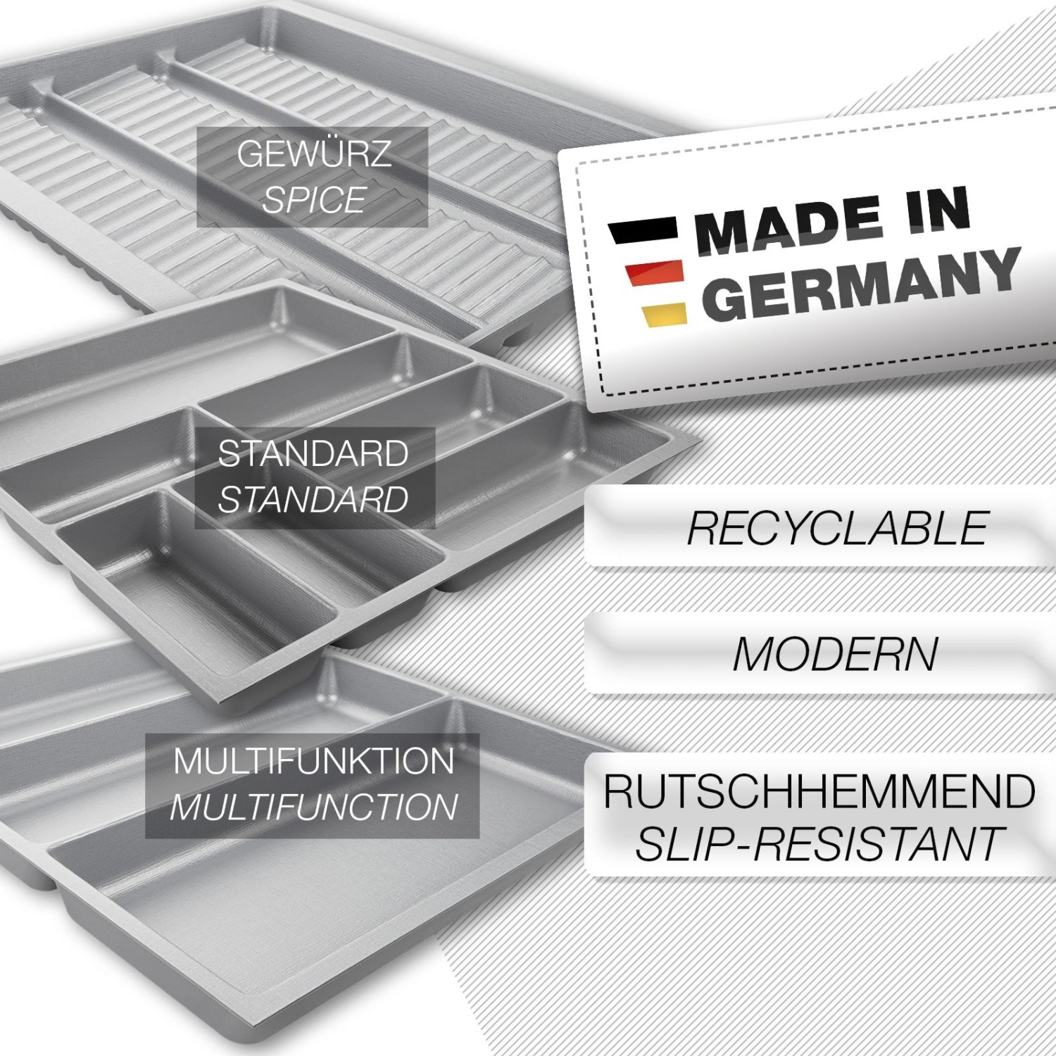 SOTECH ORGA-BOX-3 Besteckeinsätze Tiefe 473 mm Höhe 50,5 mm Silbergrau Schubladeneinsätze Breite 691 mm_3