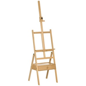 Zusammenklappbare Vinsetto Künstlerstaffelei aus Buchenholz mit Halterung und Schublade.