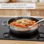RÖSLE Elegance Servierpfanne Ø28 cm auf Induktionsherd mit Spaghetti. Edelstahlpfanne mit ProCera Keramikbeschichtung zum Braten & Servieren.