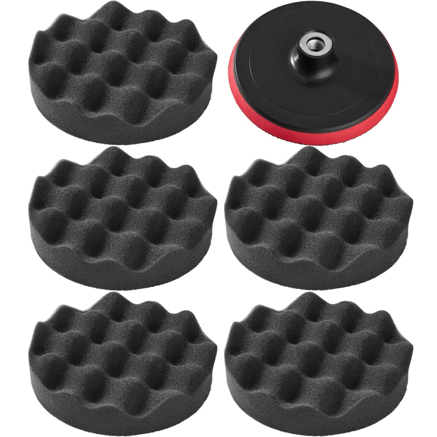 Tectake 6 Teiliges Polierschwamm Set  5 Polierschwämme 150 mm Gewaffelt  15 x 15 x 2 90 cm Schwarz