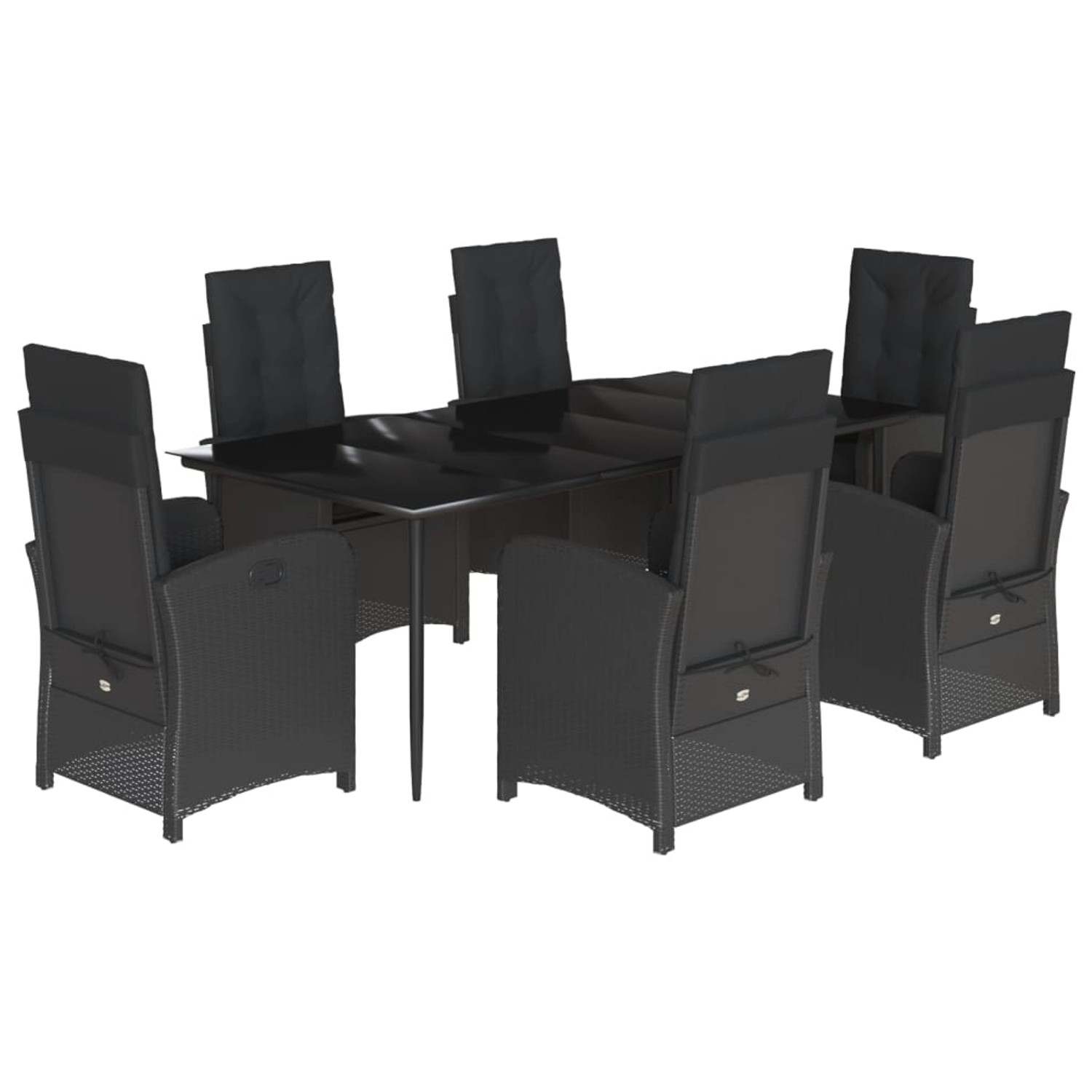 vidaXL 7-Tlg Garten-Essgruppe mit Kissen Schwarz Poly Rattan 3212317 günstig online kaufen