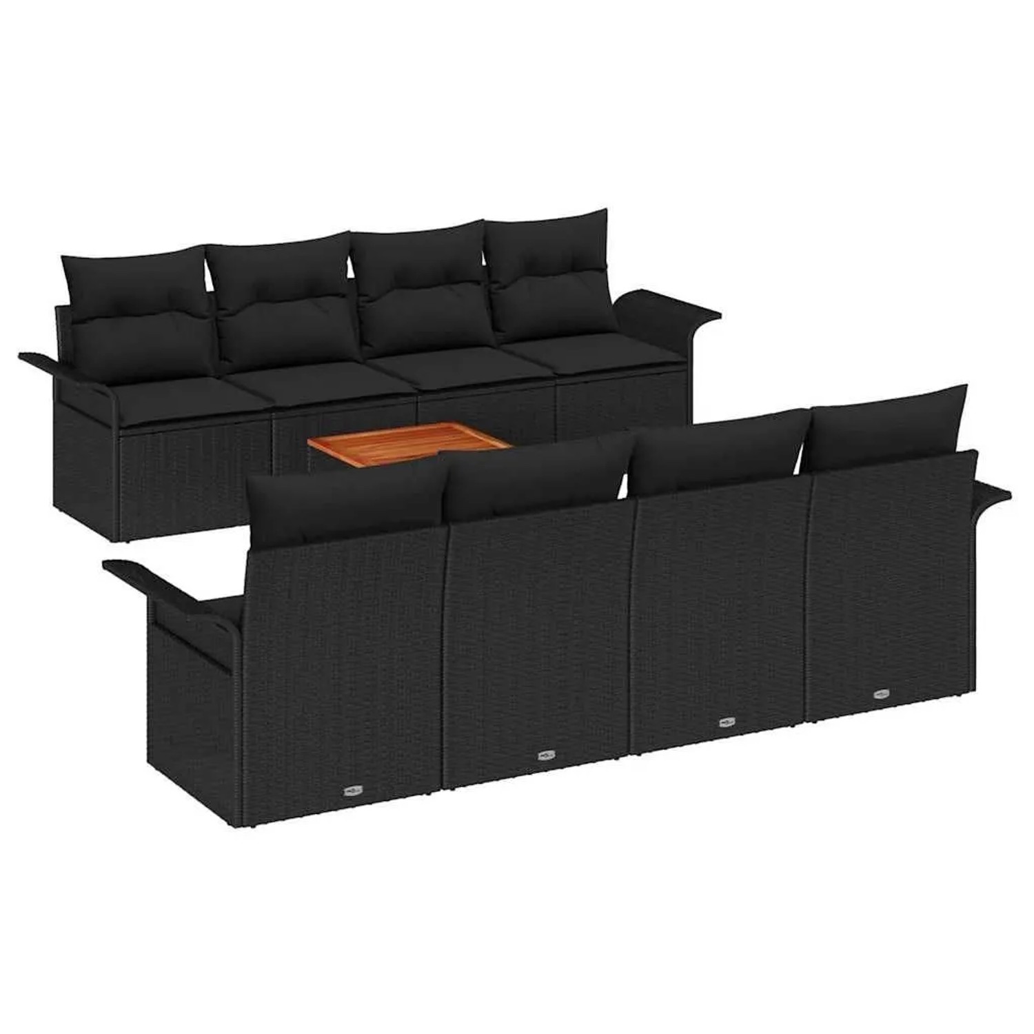 Thumbnail - vidaXL Gartensofa-set mit Speicher 9-Tlg Schwarz Poly-Rattan 3355972