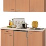 Flex-Well Miniküche Classic Nano 150 cm in Buche Nachbildung mit Hängeschränken.