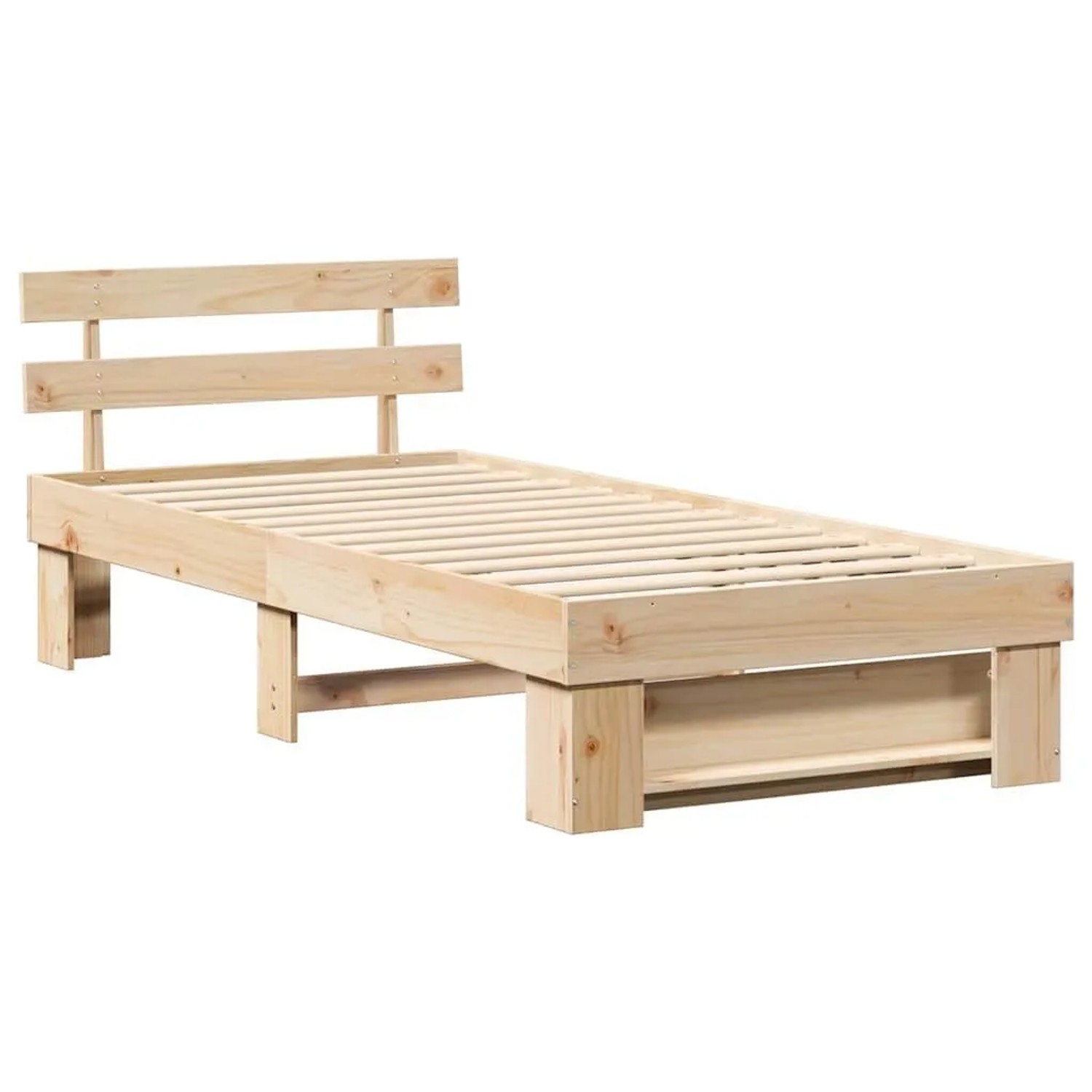 vidaXL Bettrahmen mit Kopfteil Braun 80 x 200 cm Massives Kiefernholz 872503