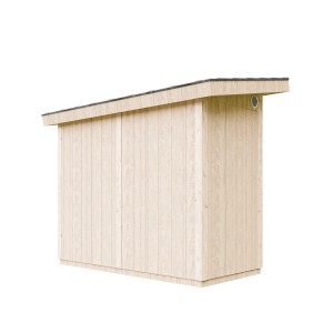 Timbela Holz-Gartenhaus M901, grundiert, mit Flachdach. Gartenhaus aus Holz mit einfacher Montage.