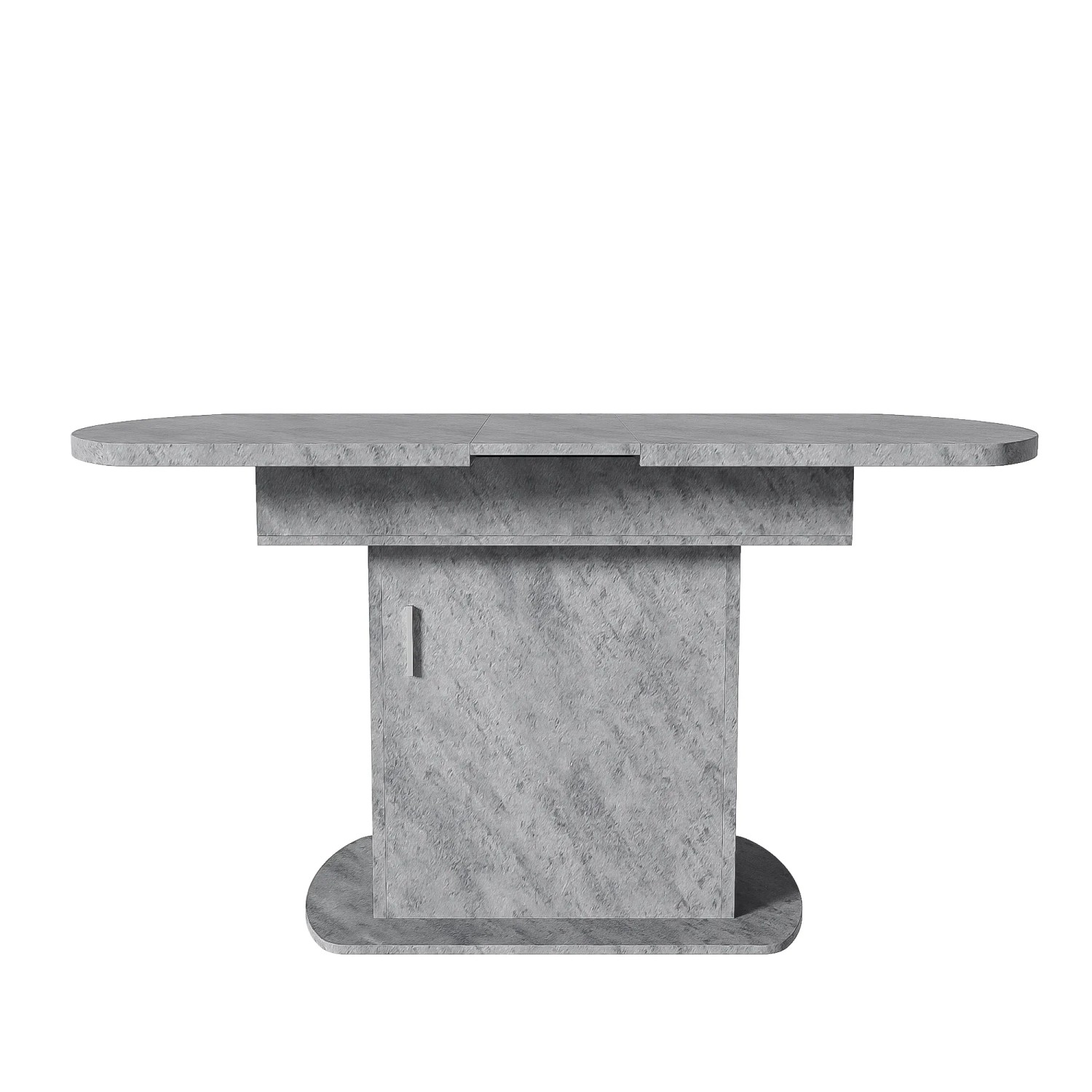 Merax Ausziehbarer Ovaler Esstisch 110 130 cm mit Stauraum Betonoptik Silber