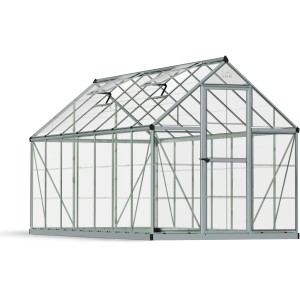 Palram Canopia Gewächshaus, 7,9 m², silber, mit Fundamentrahmen. Ideal für den Garten.