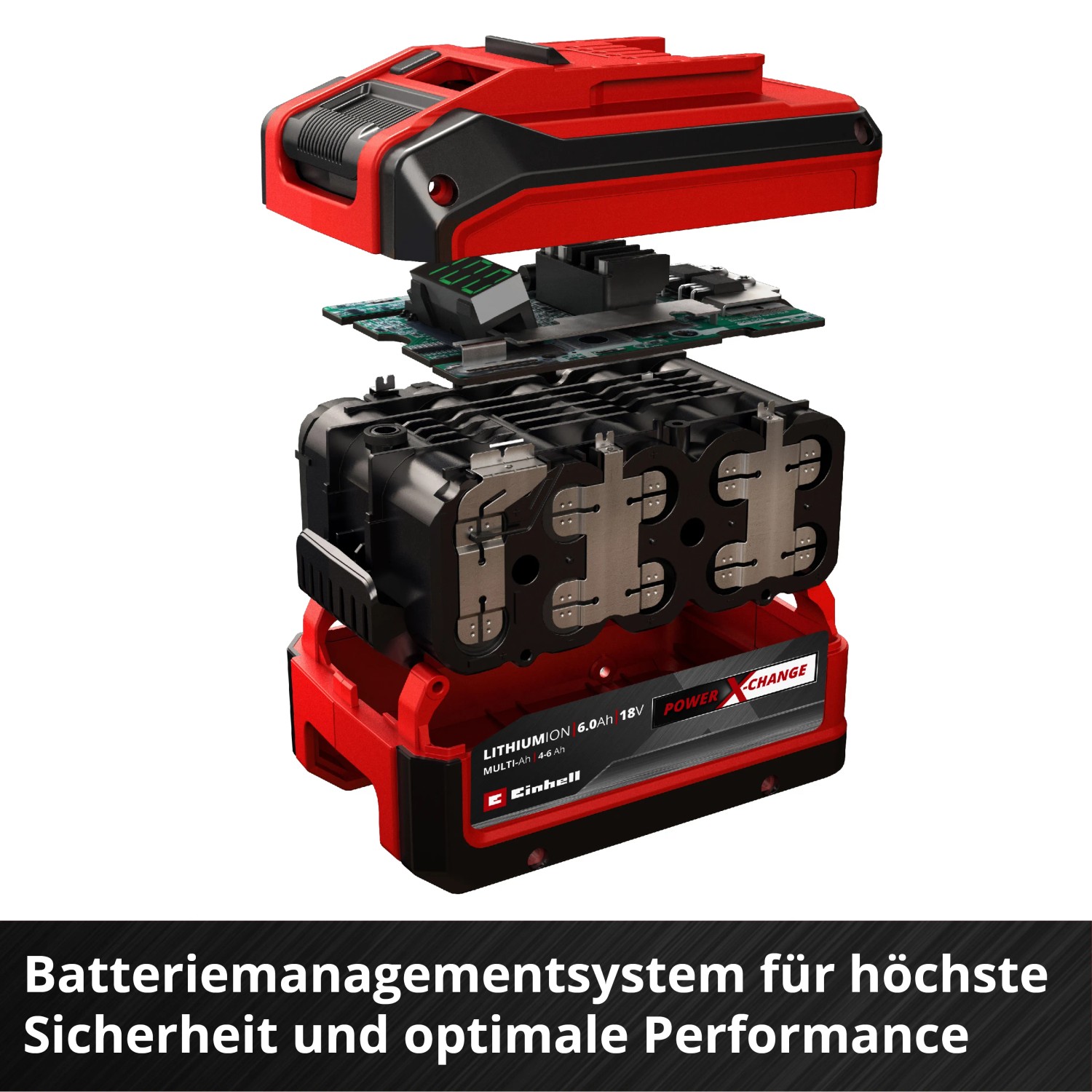 Explosionszeichnung: Einhell Power X-Change Akku 18V 4-6 Ah Multi-Ah PXC Plus, Akku für Elektrowerkzeuge.