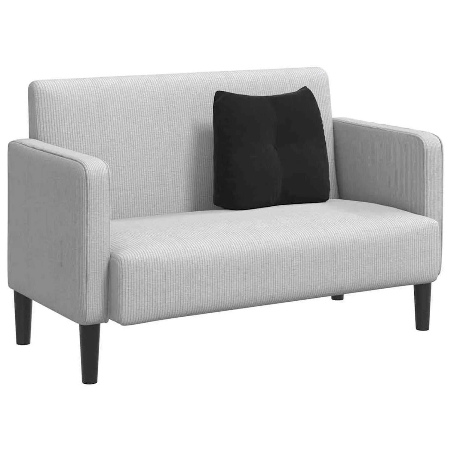 Schwarzes vidaXL Rückenkissen aus Samt (45x24x50 cm) auf hellem Sofa. Kissen & Kissenbezüge.