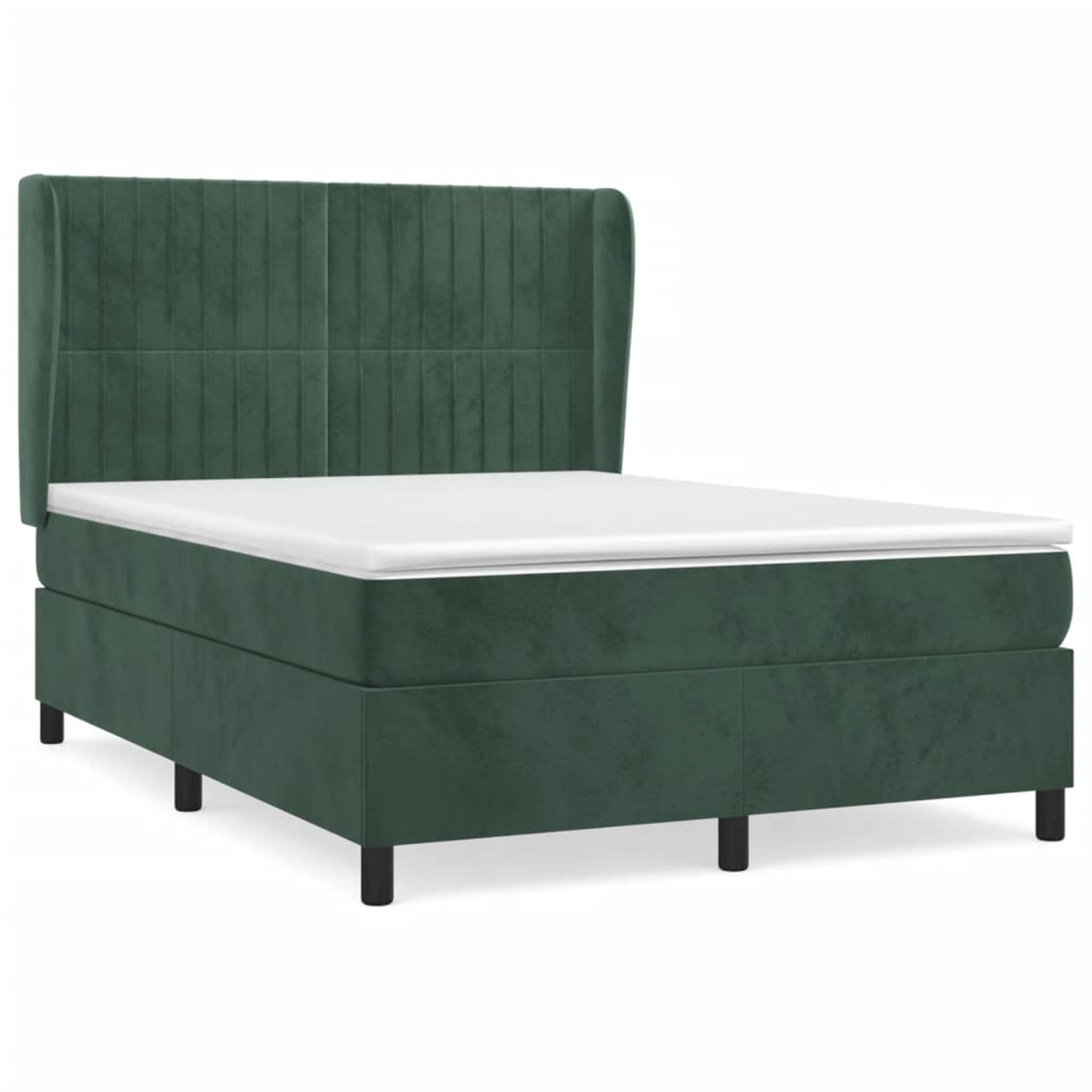 vidaXL Boxspringbett mit Matratze Dunkelgrün 140x190 cm Samt 3129330 günstig online kaufen