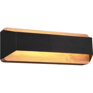 Moderne Trio LED-Wandleuchte Arino in Schwarz matt und Holzoptik. Dimmbare Wandlampe für Wohn- und Schlafzimmer.