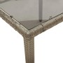 Detailansicht: Gartentisch der vidaXL Essgruppe, grau, Rattan, mit Glasplatte. Gartenmöbel für Terrasse und Garten.