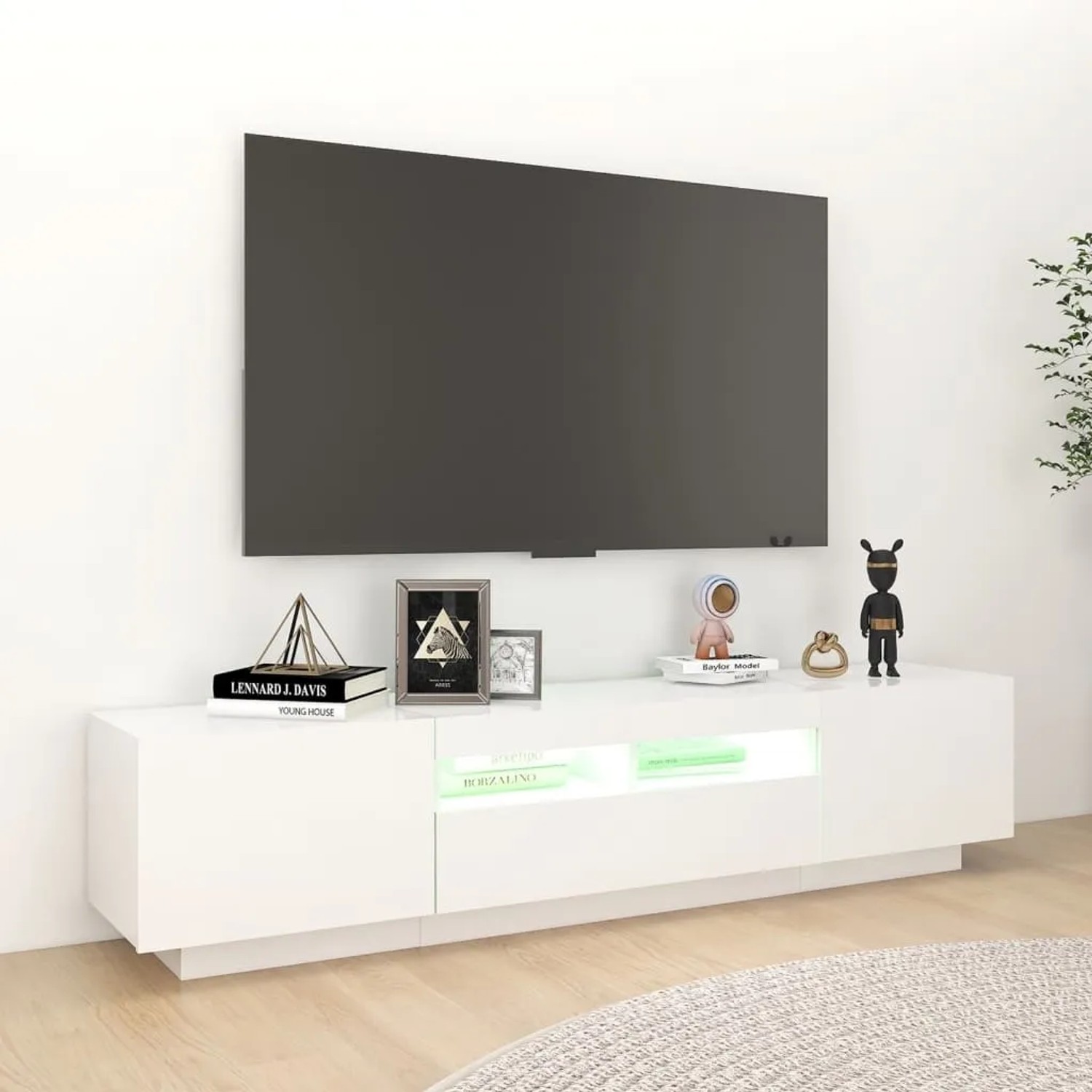vidaXL TV-Schrank mit LED-Leuchten Weiß 180x35x40 cm 3081897_4