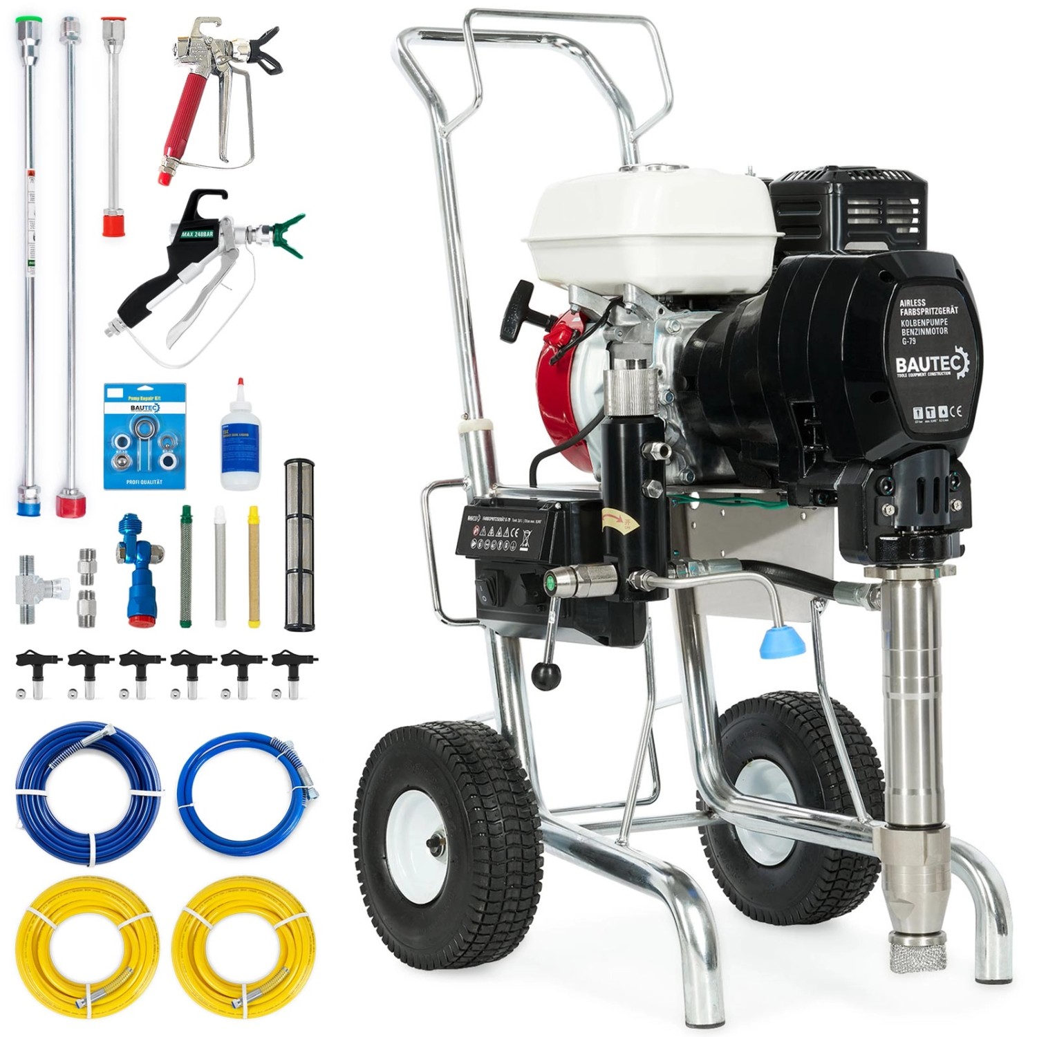 BAUTEC Airless Farbsprühgerät G-79 mit benzinbetriebener Kolbenpumpe Förder günstig online kaufen