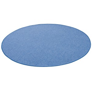 Blauer, runder Snapstyle Feinschlingen Velour Teppich Strong, 200cm Durchmesser.
