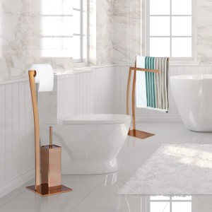 Relaxdays WC Garnitur Edelstahl Kupfer Rutschfest 71 cm x 20 cm x 20 cm 2,2 kg