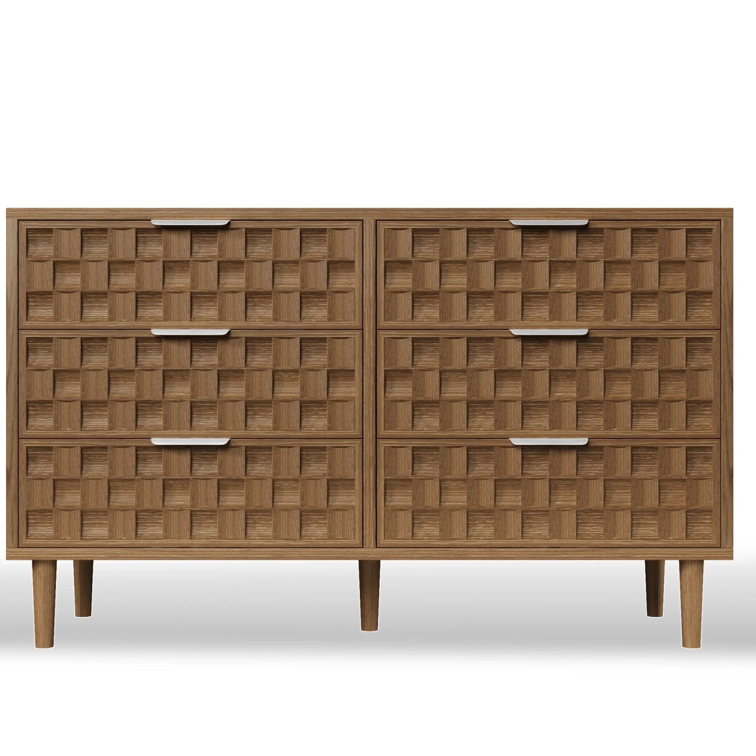 Merax Sideboard 120 cm Waffeldesign Kommode 6 Schubladen