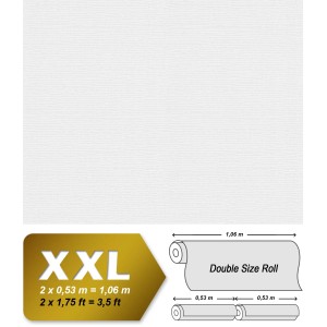 Weiße, matte Vliestapete mit leichter Struktur, geeignet zum Überstreichen.