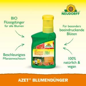 Neudorff Azet Blumendünger, 250ml Flasche für üppige Blüten und gesundes Wachstum.