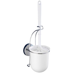 Wenko Vacuum-Loc WC-Garnitur Milazzo, Chrom/Weiß, zur Wandmontage ohne Bohren.