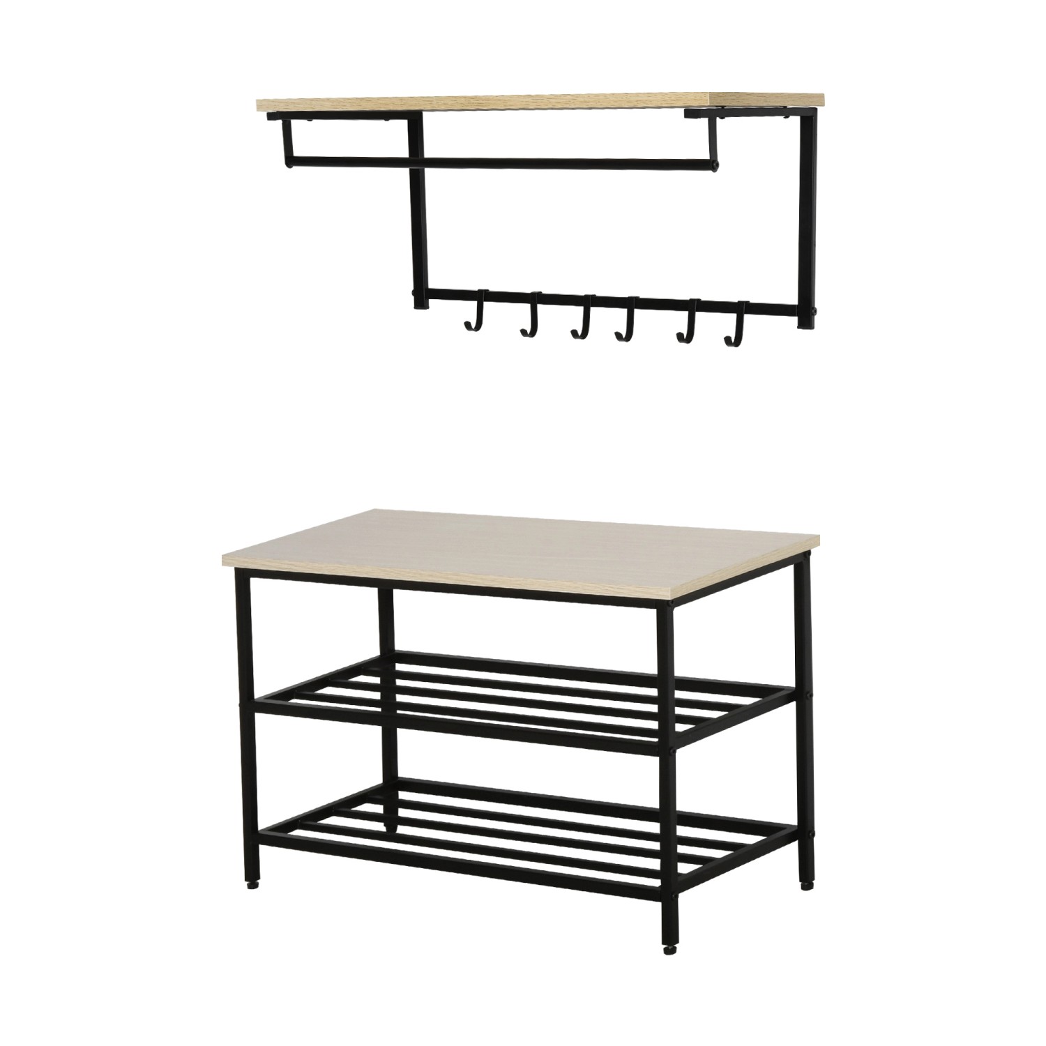 HOMCOM Wandgarderobe Spanplatte Stahl Natur 75L x 30B x 45H cm günstig online kaufen