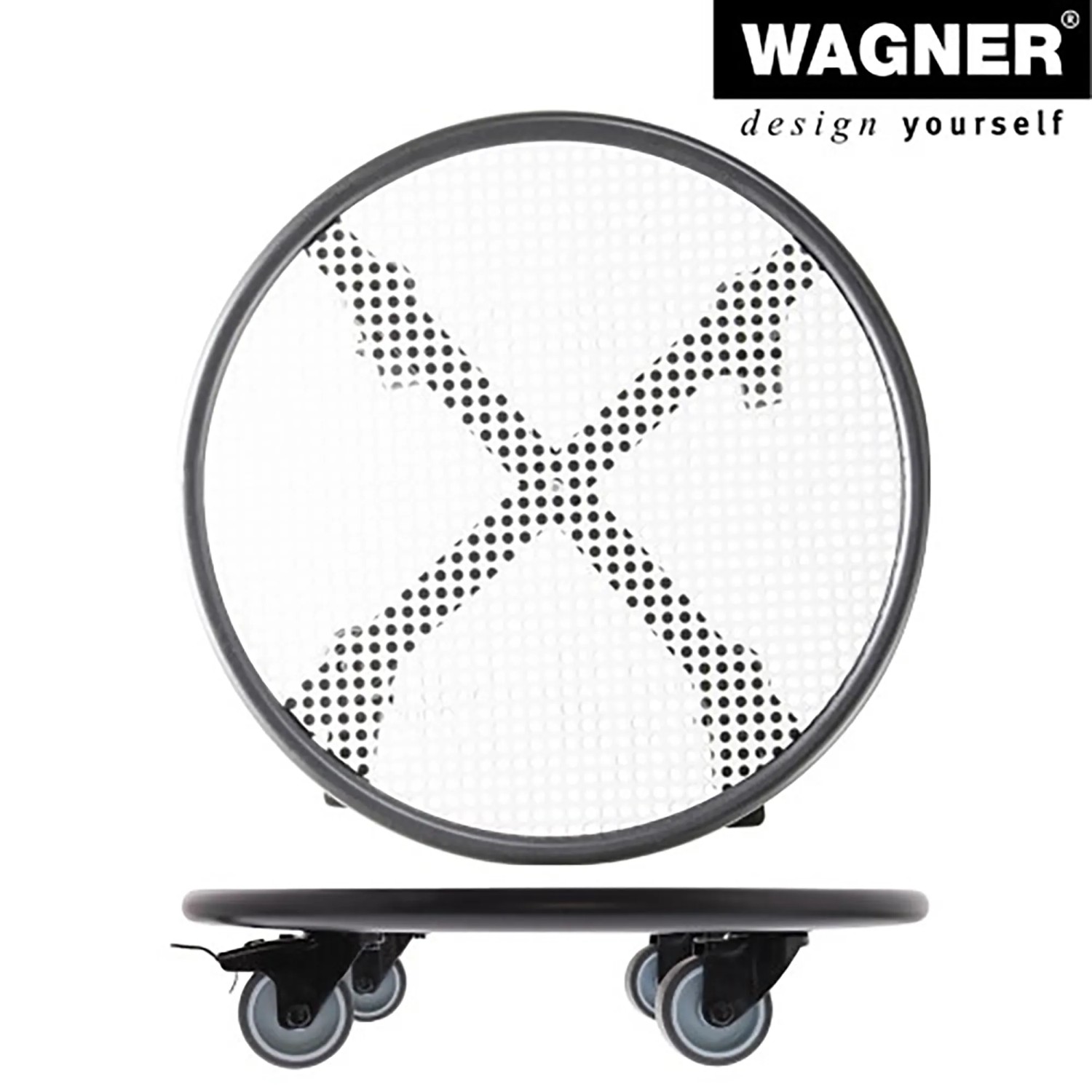 Wagner Design Pflanzenroller GH 7017, Ø 38cm, schwarz-weiß, mit Rollen und Lochblech.