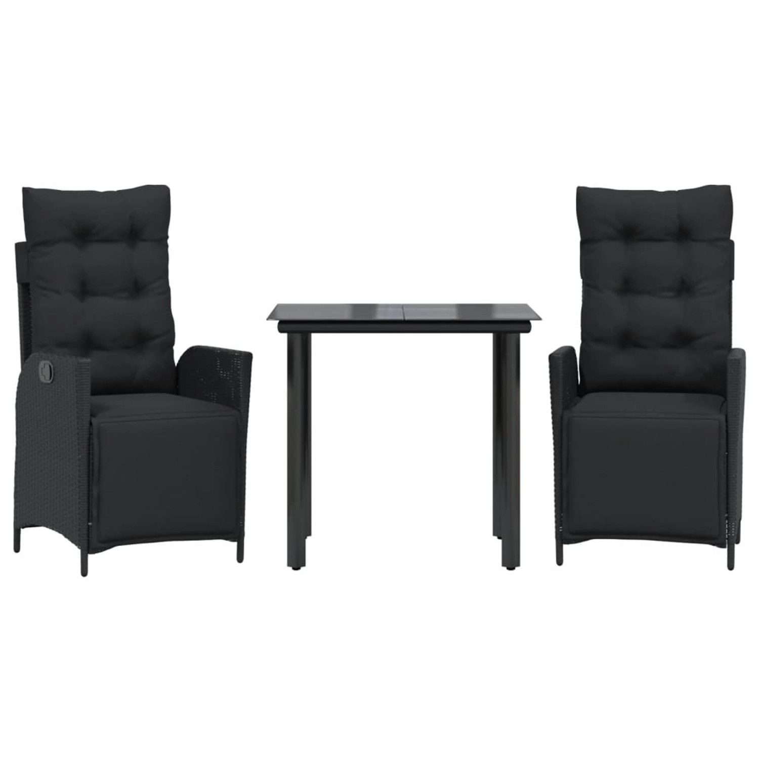 vidaXL 3-Tlg Garten-Essgruppe mit Kissen Schwarz Poly Rattan 3213399 günstig online kaufen