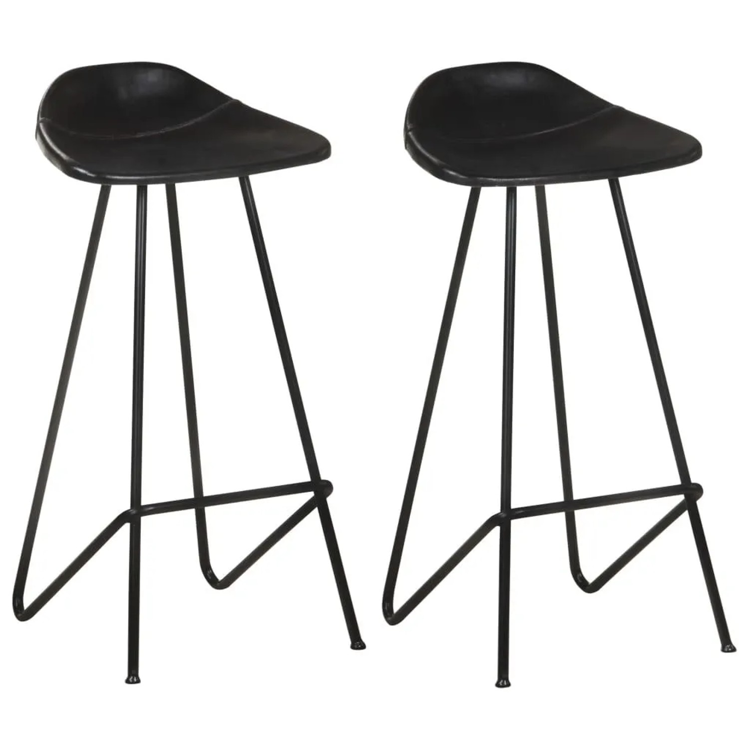 vidaXL Barhocker 2 Stk Schwarz Echtleder 320641