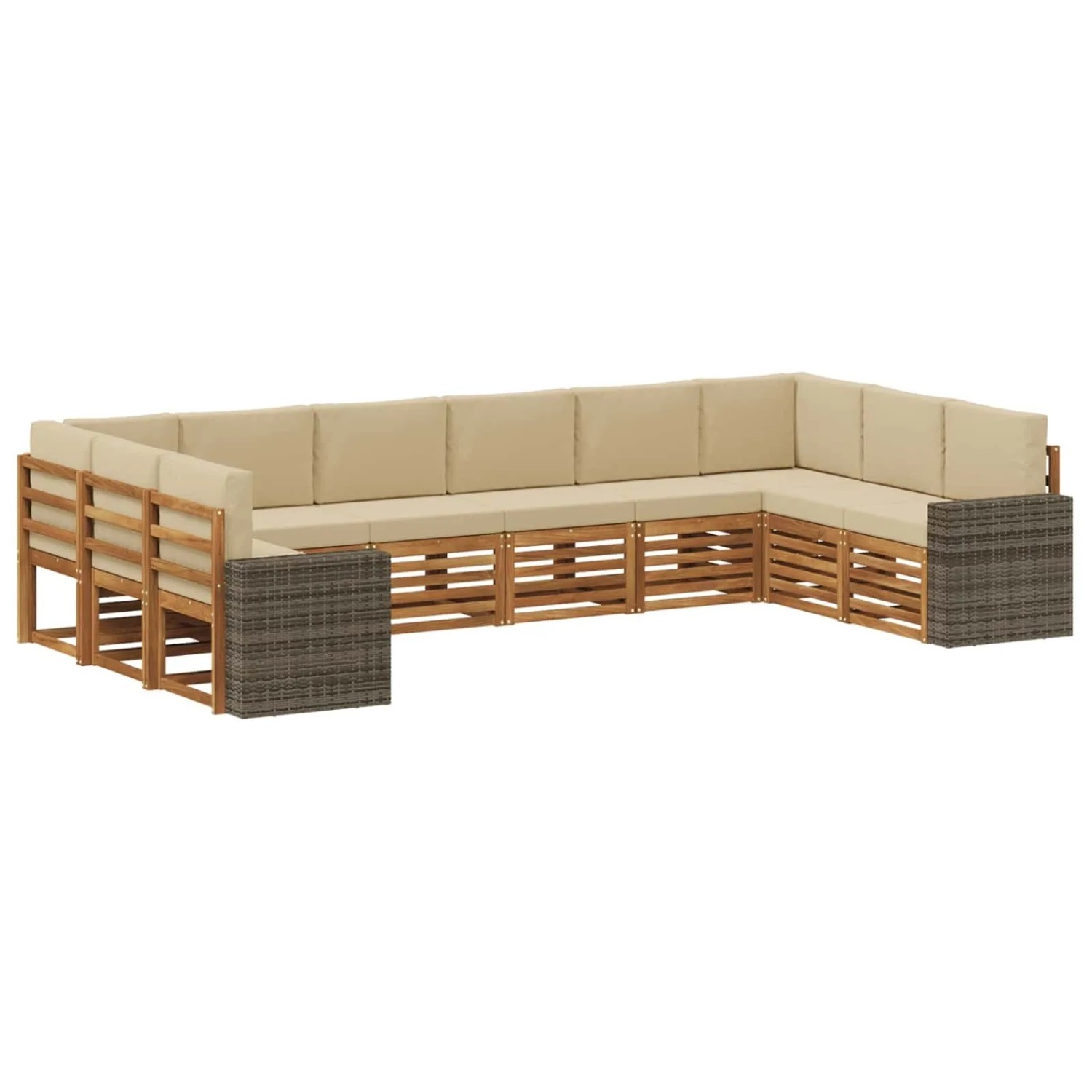 vidaXL Outdoor-Sofagarnitur 10 Stk Natur und Beige Polyester 3384909
