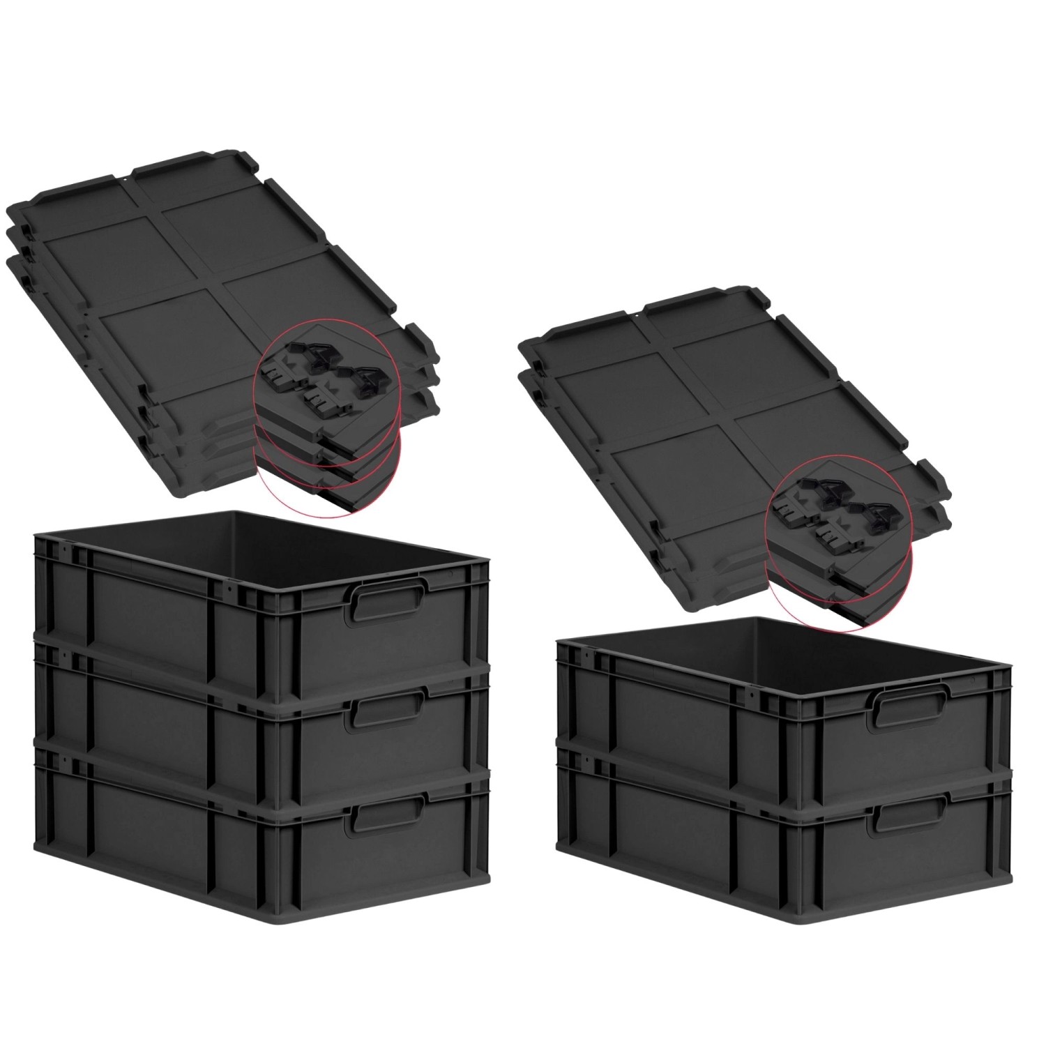 PROREGAL SuperSparSet 5x Eurobox Nextgen Grip Mit Scharnierdeckel Und Schwa günstig online kaufen
