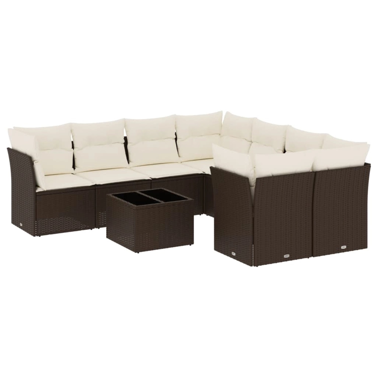 vidaXL 9-Tlg Garten-Sofagarnitur mit Kissen Braun Poly Rattan 3249162 günstig online kaufen