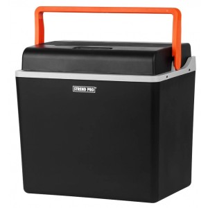 PROREGAL ICE-COOL Kühlbox, 30 Liter, mit Tragegriff in Orange und schwarzem Gehäuse.