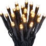 LED-Lichterkette mit 80 warmweißen LEDs und grünem Kabel für Innen- und Außenbereich.