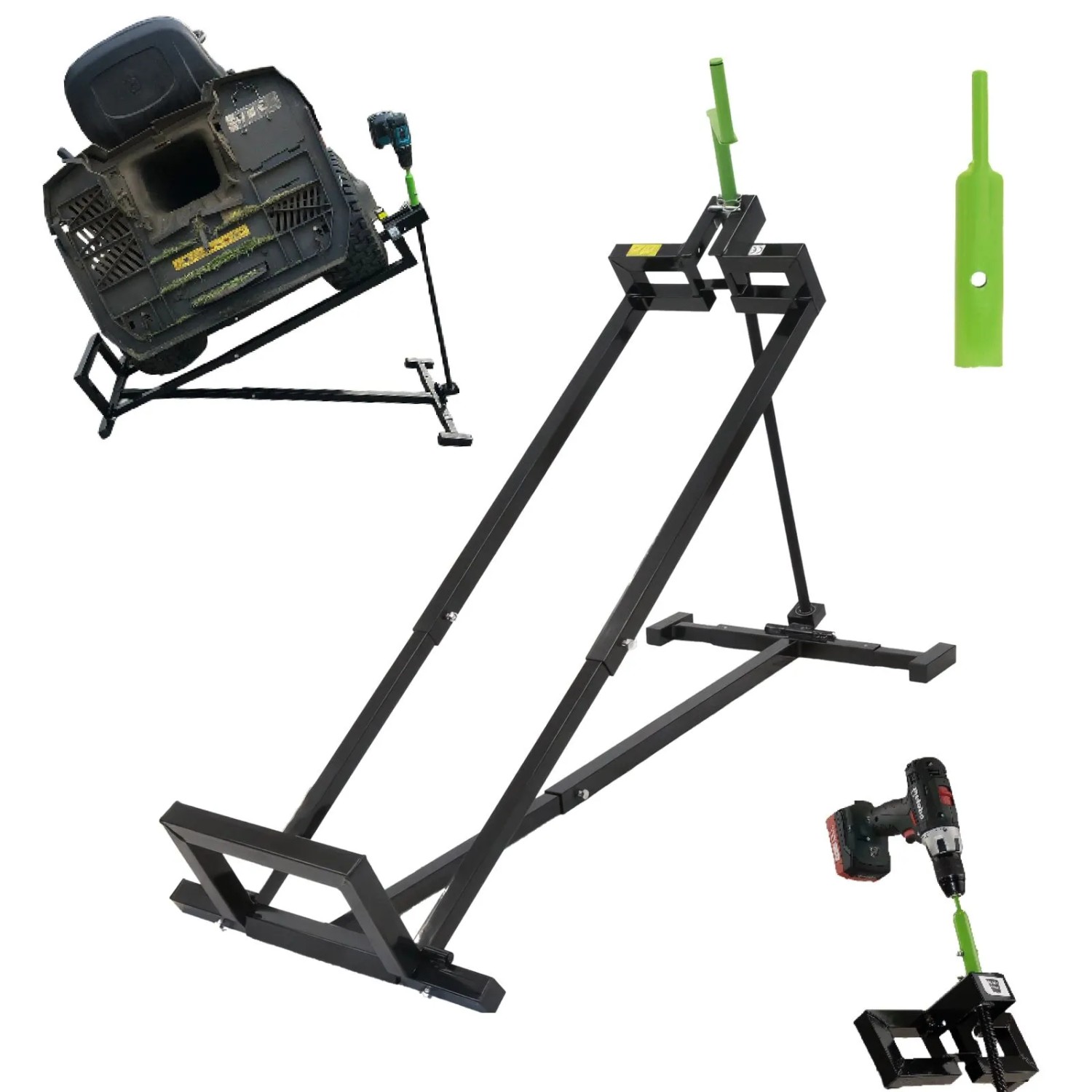 TRUTZHOLM Rasentraktorheber 115x50cm 400 kg Handkurbel  Adapter 24mm Stufenlos Verstellbar