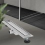 LuxeBath Duschrinne, 50 cm, befliesbar, extra flach, silber, doppelseitig.