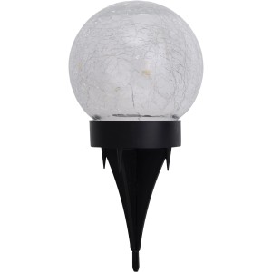 3er Set Näve LED Solar Tischleuchte/Erdspieß Crackle mit Glaskugel und Erdspieß.