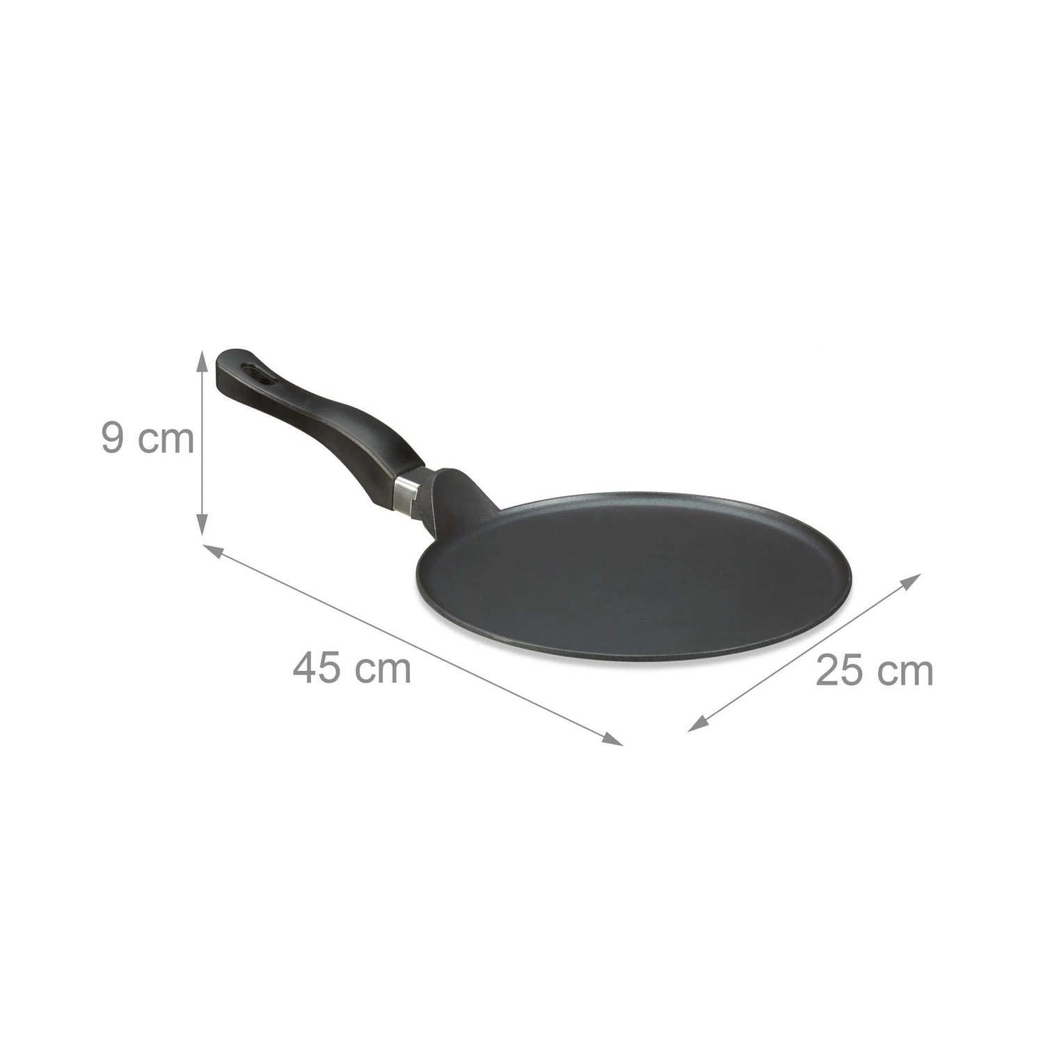 Relaxdays Crêpepfanne Aluminium Schwarz mit Teigverteiler und Pfannenwender 45 cm x 25 cm x 9 cm 0,7 kg_4