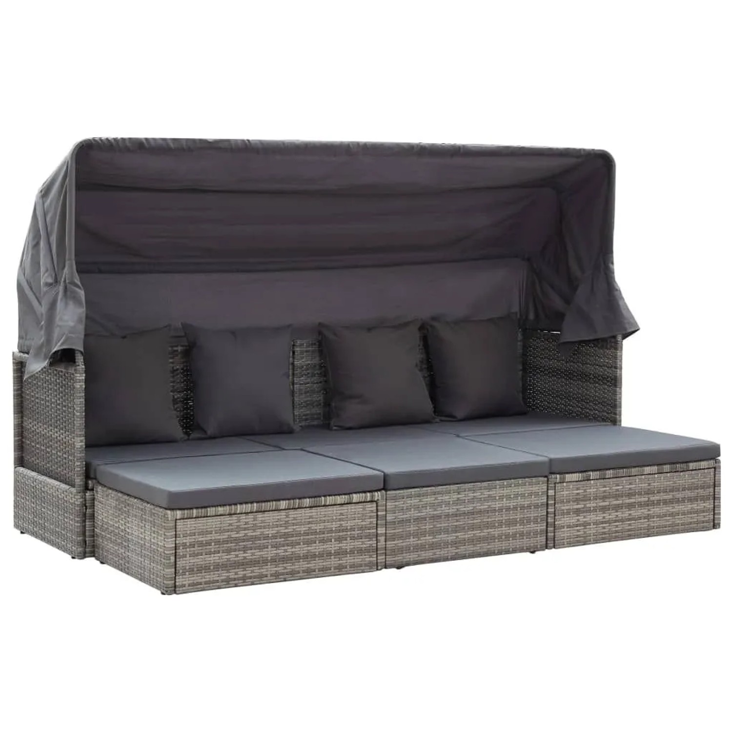 vidaXL Garten-Sonneninsel mit Dach Grautöne Poly Rattan 46158