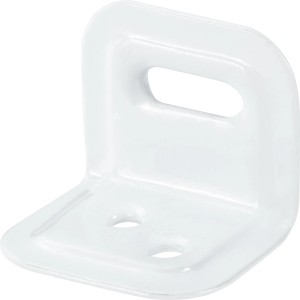 Weißer Verstellwinkel, 30x25x25 mm, pulverbeschichtet, mit Langloch und Schraublöchern für Holzkonstruktionen.