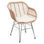 Sessel der 3-teiligen Poly-Rattan Lounge-Garnitur G17, naturfarben mit creme Kissen.