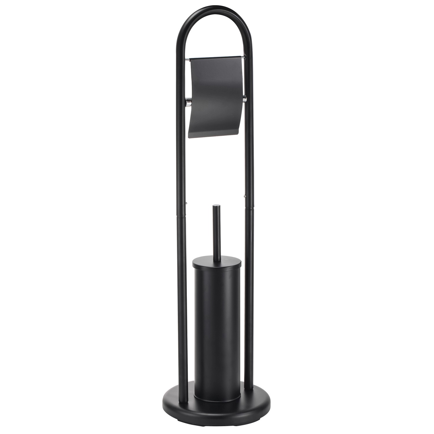 MSV WC-Garnitur Abby Stahl Ø 22 cm x 80,5 cm Schwarz günstig online kaufen