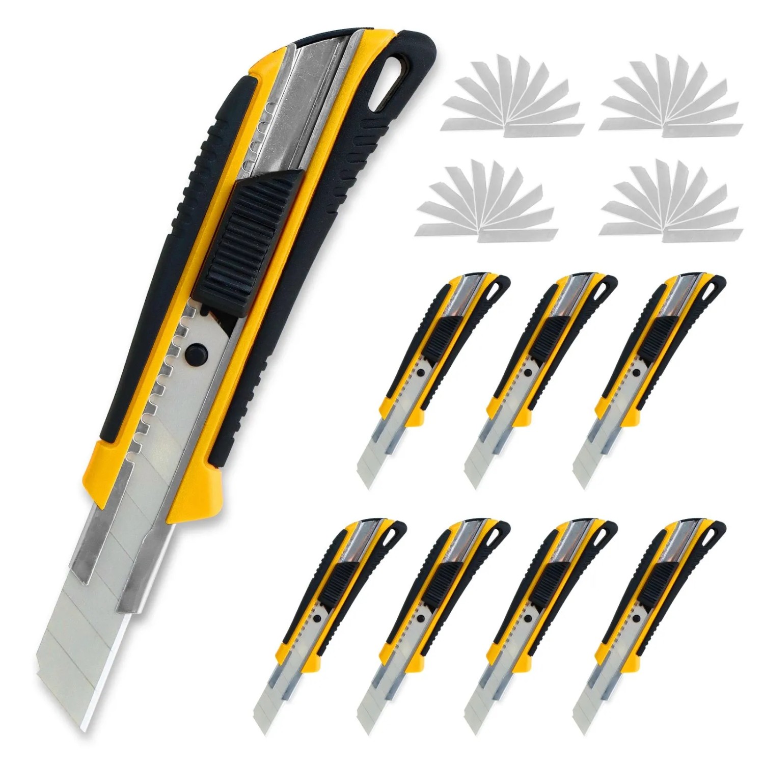 CCLIFE 8 Cuttermesser Set 18mm mit 40 Abbrechklingen Sicherheitslock Kartonmesser Mehrzweck Teppichmesser