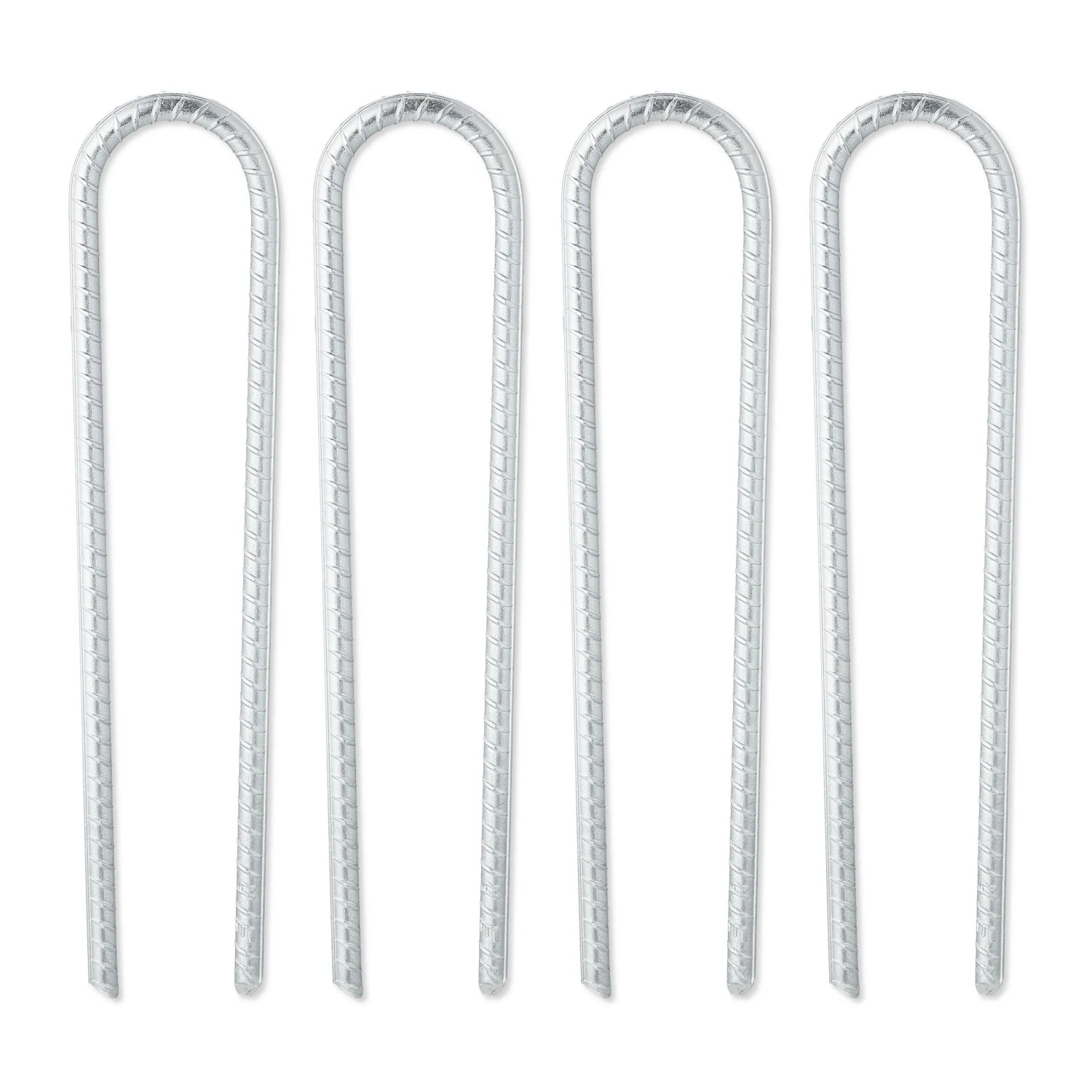 Relaxdays Bodenanker 4er Set Verzinktes Eisen Silber Robust 30 cm x 7 cm x 1 cm 360 g