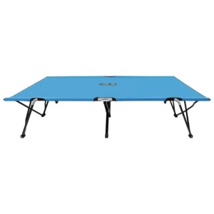 Blaue Furnicato Doppelliege aus Stahl, klappbar, 194x124x44 cm, ideal für Camping.