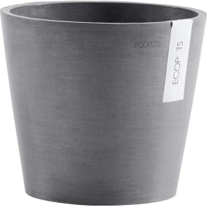 Grauer Ecopots Pflanztopf Amsterdam, Ø 20 cm, aus robustem Stein- und Recycling-Kunststoff.