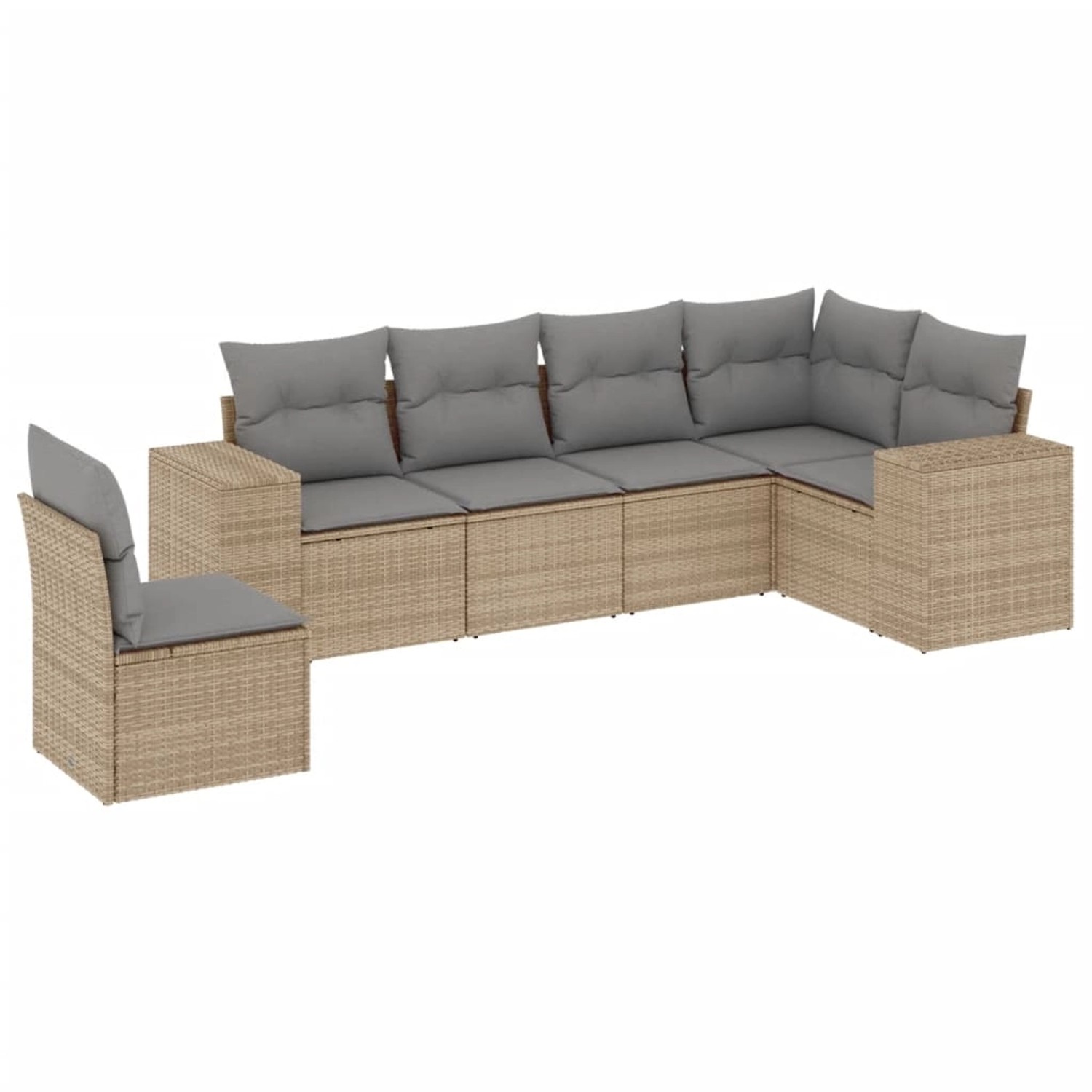 vidaXL 6-tlg Garten-Sofagarnitur mit Kissen Beige Poly Rattan Modell 264 günstig online kaufen