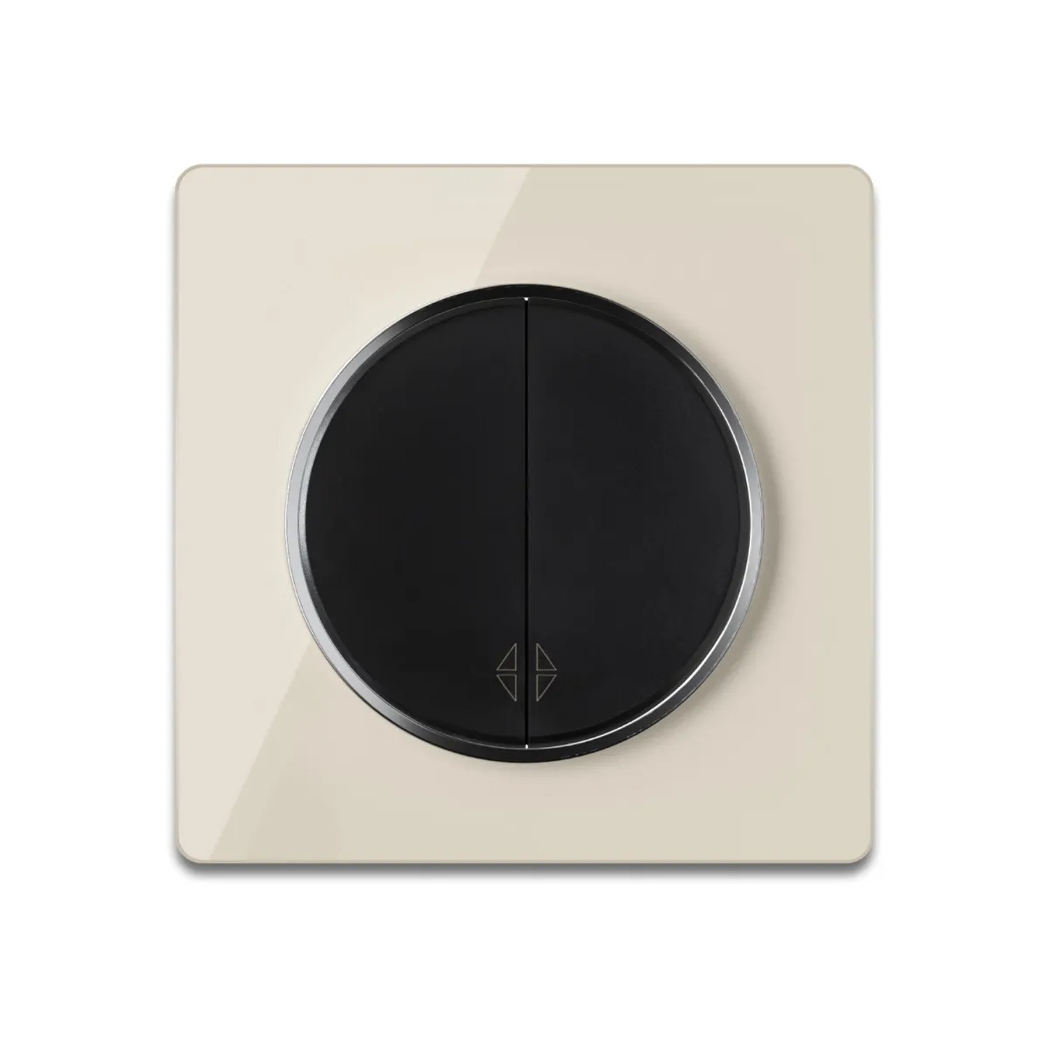 OneKeyElectro Wechselschalter 2fach Schwarz mit Glas Abdeckrahmen Beige